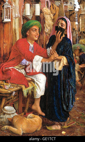 William Holman Hunt, scène de rue au Caire : La Lanterne de cour du décideur. 1854-1861 Huile sur toile. Banque D'Images