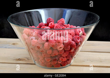 Dans un bol de framboises surgelées Banque D'Images