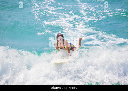 Venice Beach, Los Angeles, USA - 22 août 2015 : sur une planche de surf sur une belle journée ensoleillée. Banque D'Images