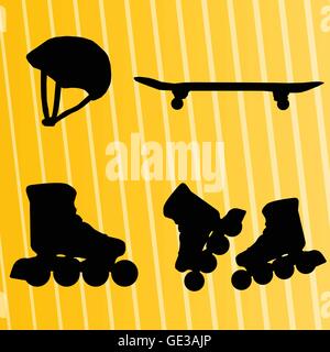 Roller Skate, skateboard et un casque pour poster de fond vecteur Illustration de Vecteur