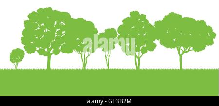 Les arbres forestiers silhouettes illustration paysage modèle de carte de vecteur d'arrière-plan Illustration de Vecteur