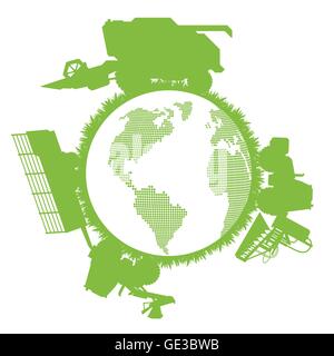 Moissonneuse batteuse monde ecology concept Illustration de Vecteur