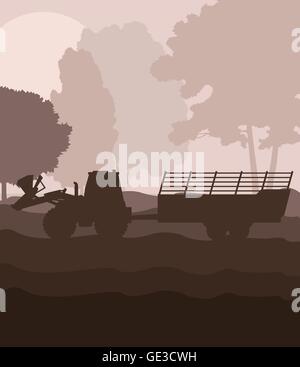 Tracteur avec remorque vector background vector Illustration de Vecteur