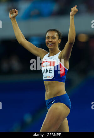 Londres, Royaume-Uni. 22 juillet, 2016. Londres, Angleterre 22 Juillet, Morgan Lake (GBR) réagit après un saut en hauteur pendant le jour 1 de la Muller jeux anniversaire au stade, la Queen Elizabeth Olympic Park, Londres le 22 juillet 2016 Crédit : Gary Mitchell/Alamy Live News Banque D'Images
