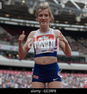 Queen Elizabeth Park, Londres, UK. 23 juillet, 2016. Londres anniversaire d'athlétisme. Sophie Hahn (GBR) pose après avoir remporté le 100m femmes T38 dans un compte rendu de réunion de 12.66s. Credit : Action Plus Sport/Alamy Live News Banque D'Images