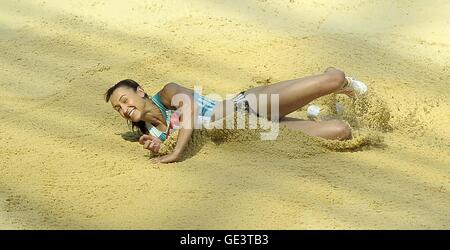 Londres, Royaume-Uni. 23 juillet, 2016. Jessica Ennis-Hill (GBR) dans le saut en longueur. Jeux d'anniversaire. London Diamond League. Stade olympique. Queen Elizabeth Olympic Park. Stratford. Londres. UK. 23/07/2016. Credit : Sport en images/Alamy Live News Banque D'Images