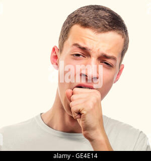 Portrait de jeune homme s'ennuie bâille. Tonique photo. Banque D'Images