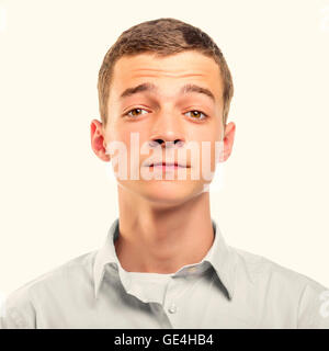 Jeune homme portrait studio. Tonique photo. Banque D'Images