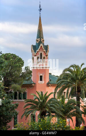 Maison-musée de Gaudi - Casa Museu Gaudi, le parc Guell, Barcelone, Catalogne, Espagne. Banque D'Images