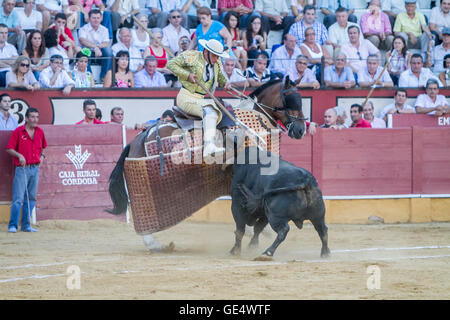 Torero Picador, lancer dont le travail est d'affaiblir les muscles du cou du taureau, dans l'arène pour Ubeda, Espagne Banque D'Images