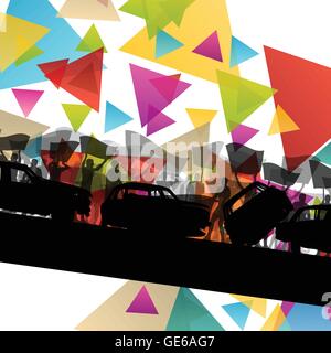 Silhouettes de personnes ou d'encouragement qui protestent contre l'homme et de la femme avec des bannières et affiches dans abstract background vector illustration Illustration de Vecteur