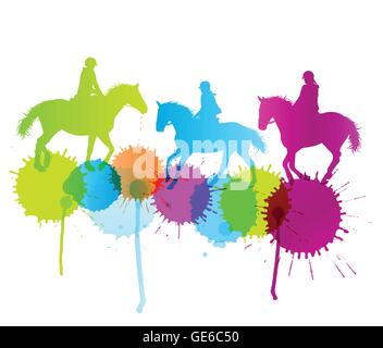 L'équitation vector background concept avec éclaboussures de couleurs pour poster Illustration de Vecteur