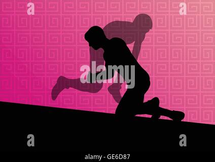 Romain grec actif lutte sport hommes silhouettes vector abstract background illustration Illustration de Vecteur