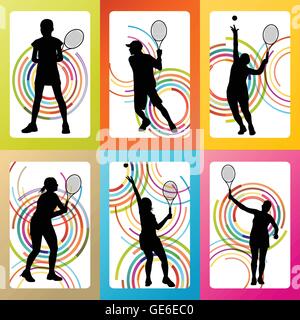 Les joueurs de tennis Silhouettes vecteur contexte concept pour poster Illustration de Vecteur