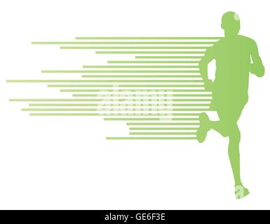 L'homme silhouette vector runner arrière-plan modèle concept fait des rayures Illustration de Vecteur