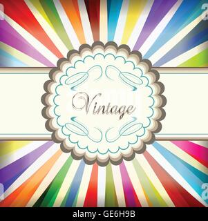 Modèle coloré Vintage rétro arrière-plan avec sun burst pour poster Illustration de Vecteur