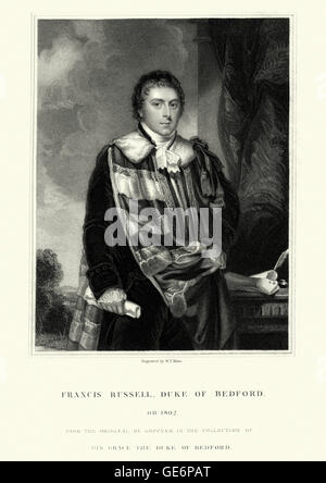 Portrait de Francis Russell, 5e duc de Bedford une aristocrate anglaise et homme politique whig, responsable d'une grande partie de l'développemen Banque D'Images