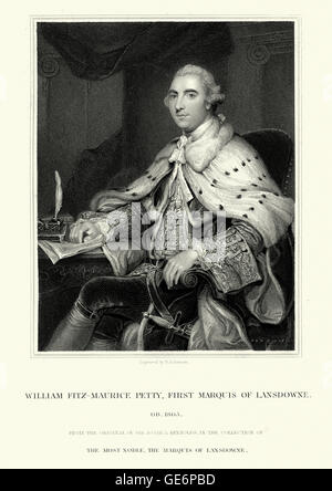 Portrait de William Petty, 2e comte de Shelburne, né en Irlande d'un homme d'État britannique du parti Whig qui a été le premier ministre de l'intérieur en 1782 un Banque D'Images