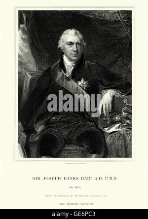 Portrait de Sir Joseph Banks, botaniste naturaliste britannique et patron de sciences naturelles. Banque D'Images