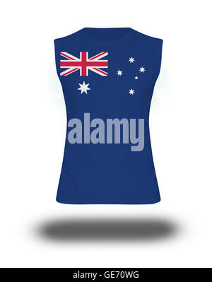 Athletic T-shirt avec drapeau Australie sur fond blanc et d'ombre Banque D'Images