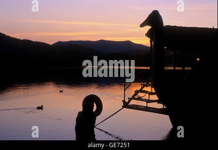 L'étang de Banyoles.Livré avec tête de cygne. Banyoles. Espagne Banque D'Images