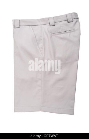 Pantalon gris pantalon court pour hommes isolé sur fond blanc Banque D'Images