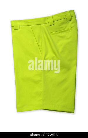 Pantalon court, pantalon vert sur fond blanc Banque D'Images