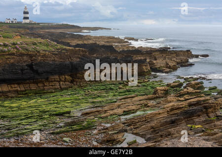 Hook Head Lighthouse est situé à l'extrémité de la péninsule de crochet dans le comté de Wexford, en Irlande. Banque D'Images