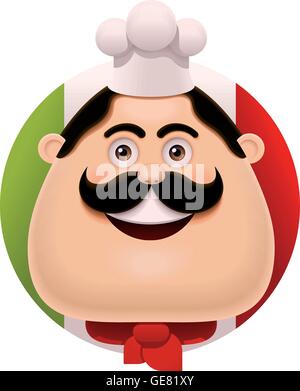 Chef Italien vecteur icône avec moustache Illustration de Vecteur