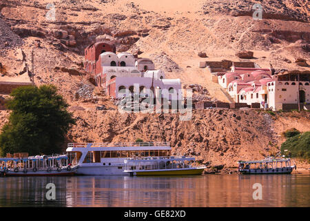 Gharb Soheil Nubian Village sur la rive ouest du Nil à Assouan Egypte suivant Banque D'Images