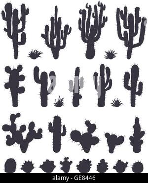 Ensemble de cactus isolated on white Illustration de Vecteur