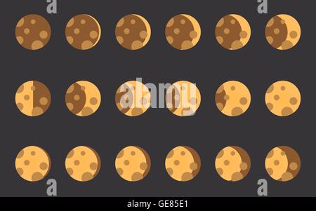 Les phases de la lune. Le cycle entier de nouveau à la pleine Illustration de Vecteur