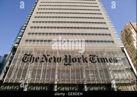 Vue de côté ouest du siège de New York Times Building à New York, États-Unis, 23 septembre 2007. Banque D'Images