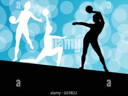 Balle de gymnastique rythmique femme avec vector abstract background concept Illustration de Vecteur