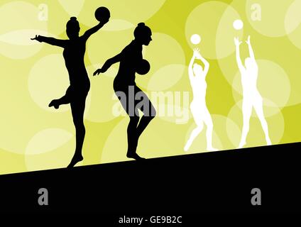 Balle de gymnastique rythmique femme avec vector abstract background concept Illustration de Vecteur