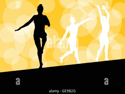 Balle de gymnastique rythmique femme avec vector abstract background concept Illustration de Vecteur