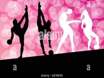 Balle de gymnastique rythmique femme avec vector abstract background concept Illustration de Vecteur