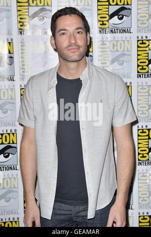 San Diego, USA. 23 juillet, 2016. Tom Ellis à un photocall pour série TV 'Lucifer' lors de la Comic-Con 2016 de San Diego International im Hilton Bayfront Hotel. San Diego, 23.07.2016 | Verwendung weltweit/alliance Photo © dpa/Alamy Live News Banque D'Images