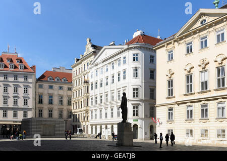 Wien, Vienne : square Judenplatz avec Lessing Memorial et le mémorial pour les Juifs autrichiens victimes de la Shoah, l'Autriche, Wie Banque D'Images