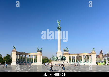 Budapest : la Place des Héros (Hösök tere) avec le monument du millénaire, de la Hongrie, Budapest, Banque D'Images