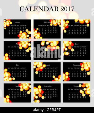 Calendrier simple et élégant pour 2017 Banque D'Images