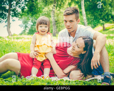 Family having fun en été Banque D'Images