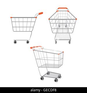 Panier vide défini, de biens, de nourriture, de boissons, de beauté, de mode de vie Illustration de Vecteur