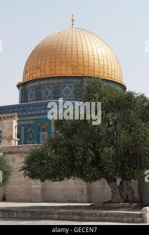 Jérusalem, Vieille Ville, Israël : vue sur le dôme du Rocher, un lieu de culte islamique sur le mont du Temple, l'une des plus anciennes œuvres de l'architecture islamique Banque D'Images