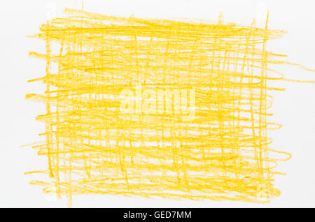 Dessin crayon jaune sur du papier blanc texture d'arrière-plan Banque D'Images