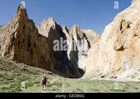 Les gens en Tsorka trekking Vallée, le Ladakh, le Jammu-et-Cachemire, l'Inde Banque D'Images