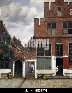 La petite rue vue sur les maisons à Delft 1660 par Johannes Vermeer Jan Vermeer 1632 - 1675.peintre baroque néerlandais.