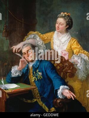 William Hogarth - David Garrick (1717-79) avec son épouse Eva-Maria Veigel, La Violette ou de viole Banque D'Images