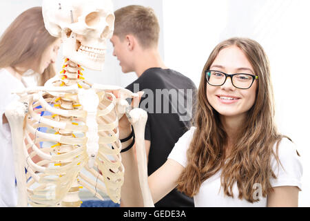 Anatomie squelette, étudiants en classe Banque D'Images