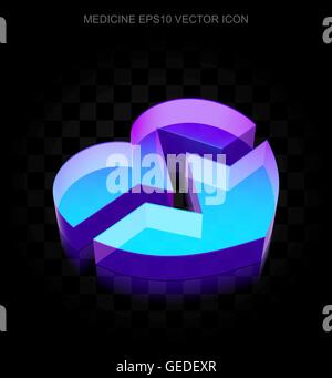 L'icône de la médecine : 3d neon coeur lumineux en verre, vecteur EPS 10. Illustration de Vecteur